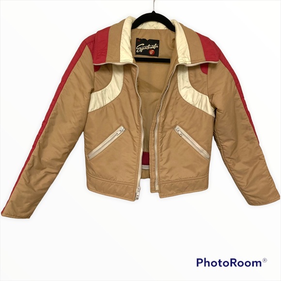 Sold ~~~Vintage 1970’s sportscaster ski snowsuit set jacket & bib detachable XS - Picture 2 of 16